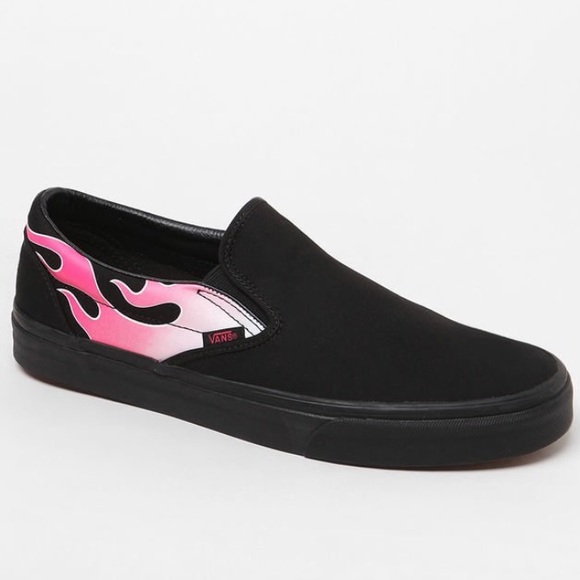 pink vans with flames